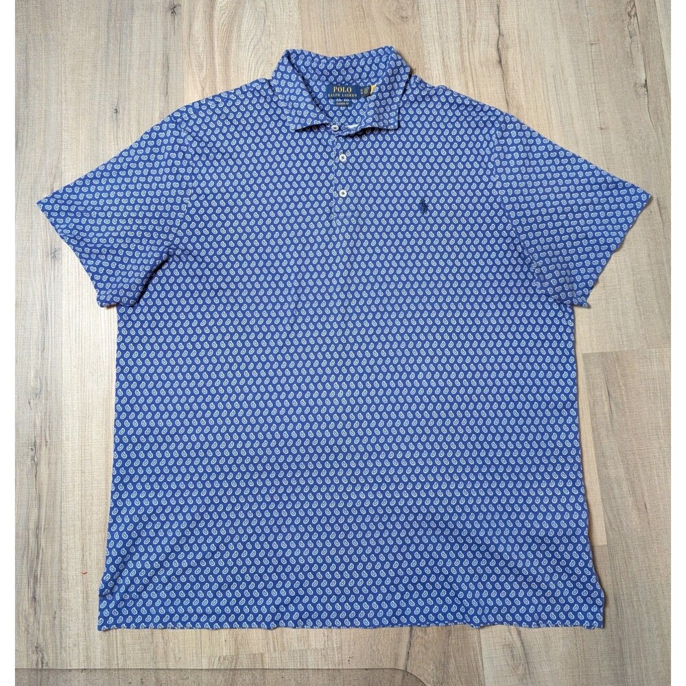 Polo Ralph Lauren Size XL Classic Fit Polo Shirt Blue Paisley Print Preppy - Picture 3 of 8